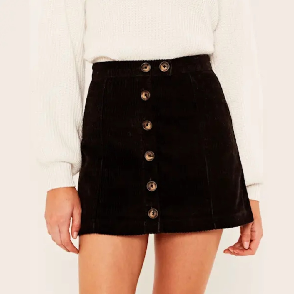 Black corduroy mini skirt